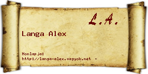 Langa Alex névjegykártya